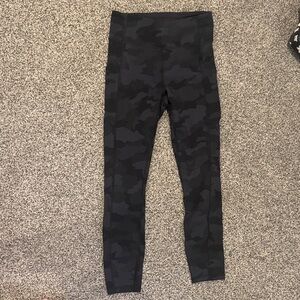 Lululemon Black Camouflage Leggings with pockets!